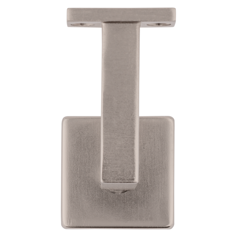 Satin nickel handrail bracket with square base designed for secure mounting in shelving and organization collections under $50