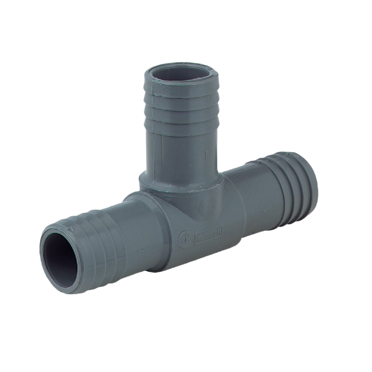 Gray polypropylene insert tee for polyethylene pipes in plumbing and pipes & fittings collections under $50
