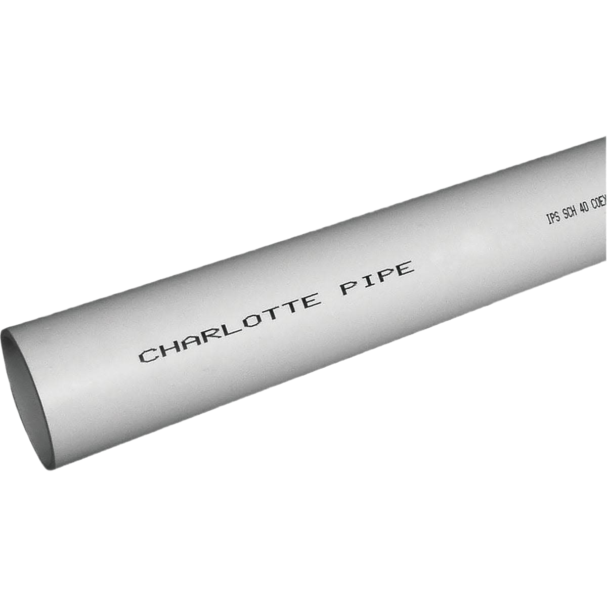 White Schedule 40 PVC pipe section with black printed lettering for plumbing and home improvement tasks