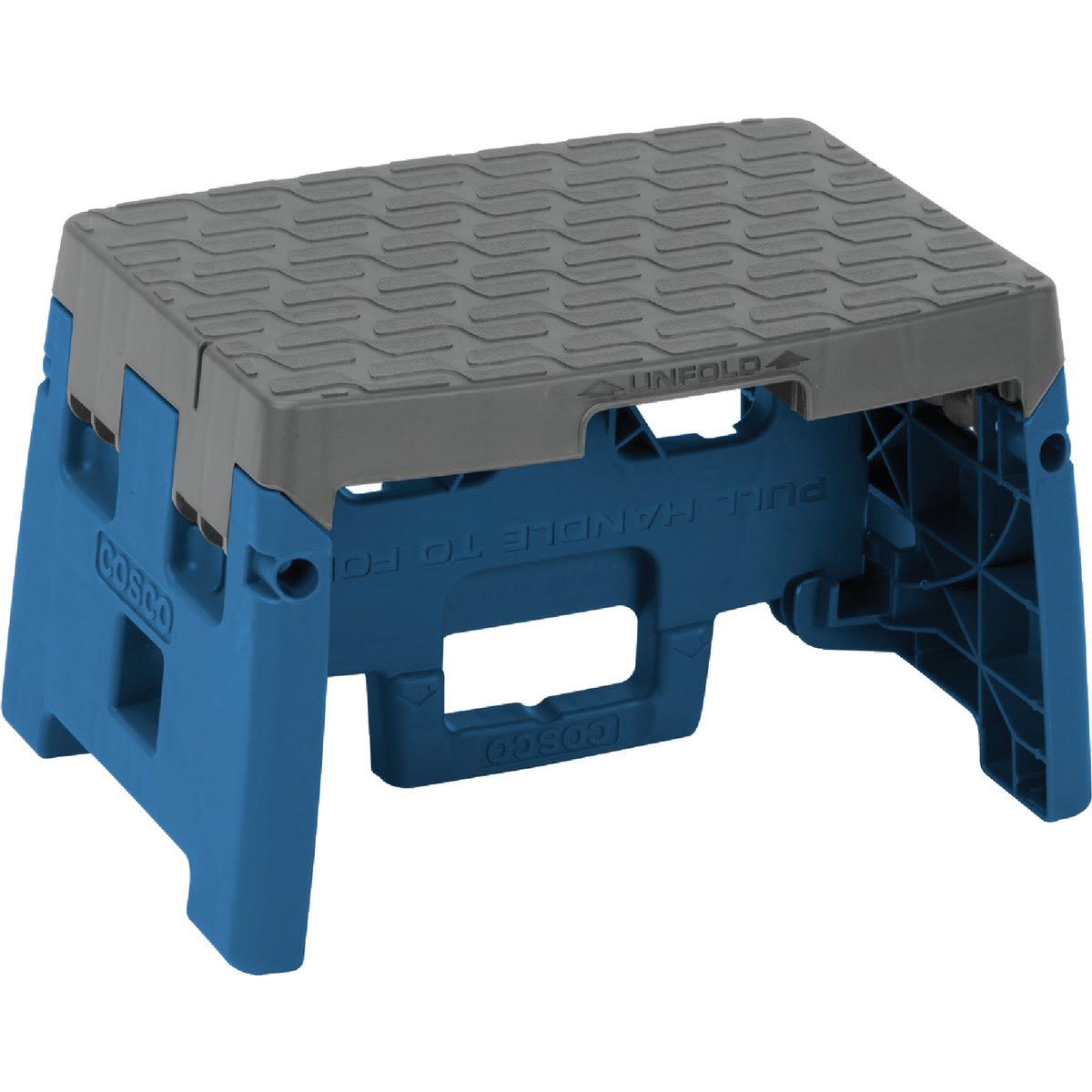 Compact blue and gray folding step stool for home improvement and office supplies collections under $50