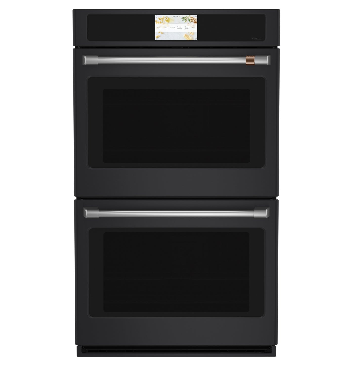 Black built-in double wall oven with stainless steel handles and digital touchscreen control in Kitchen & Kitchenware collection