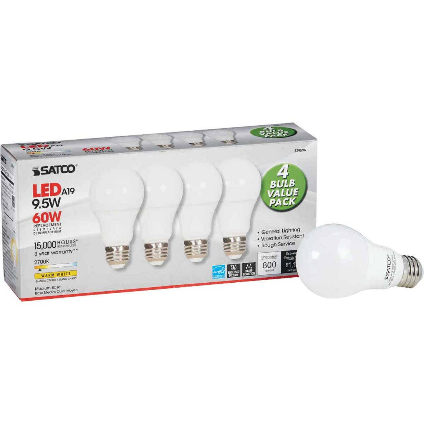 4-pack of 9.5 watt frosted warm white LED bulbs for general lighting in light bulbs and home improvement tools