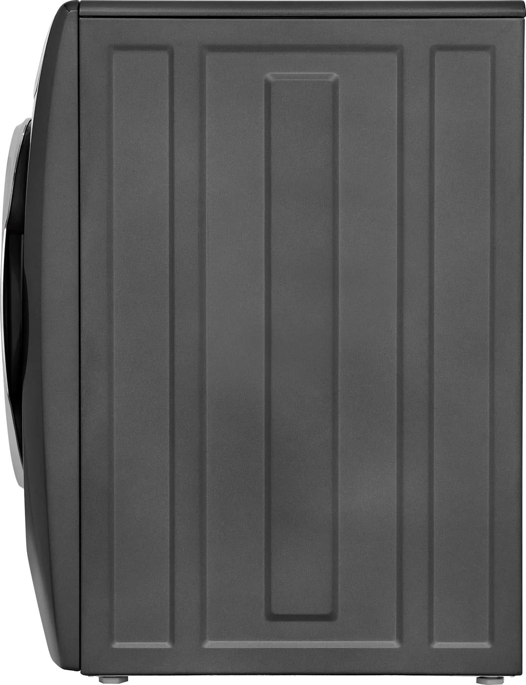 Dark gray side view of front load washer from washers and appliances collection with textured panel design