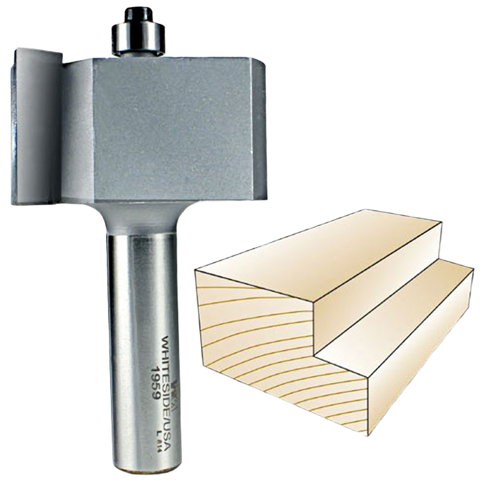 Carbide-tipped rabbeting bit for precise wood cutting, ideal for tool accessories and home improvement tasks
