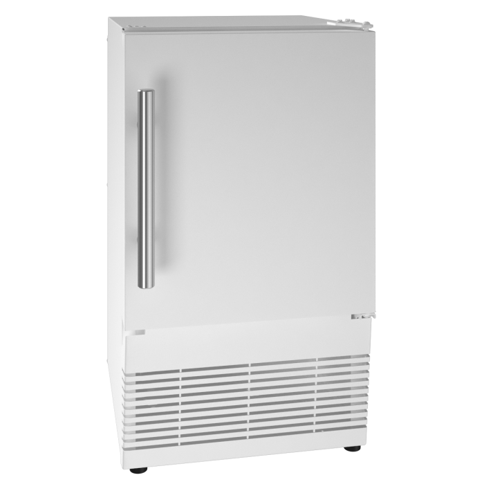 Stainless steel compact ice maker with vertical handle in kitchen appliances and refrigerators collection