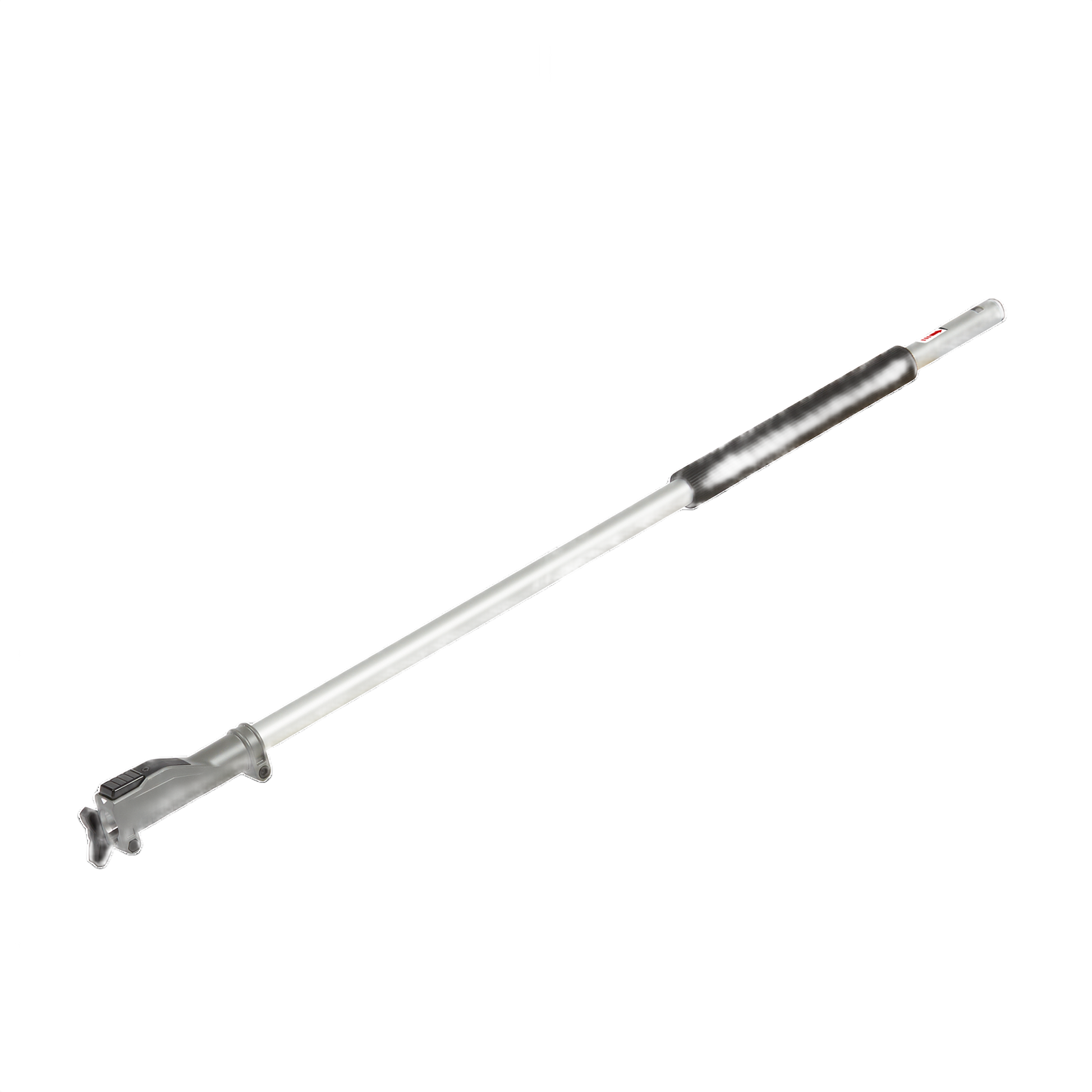 Long silver attachment extension with black grip and quick-lock mechanism for tools and home improvement use