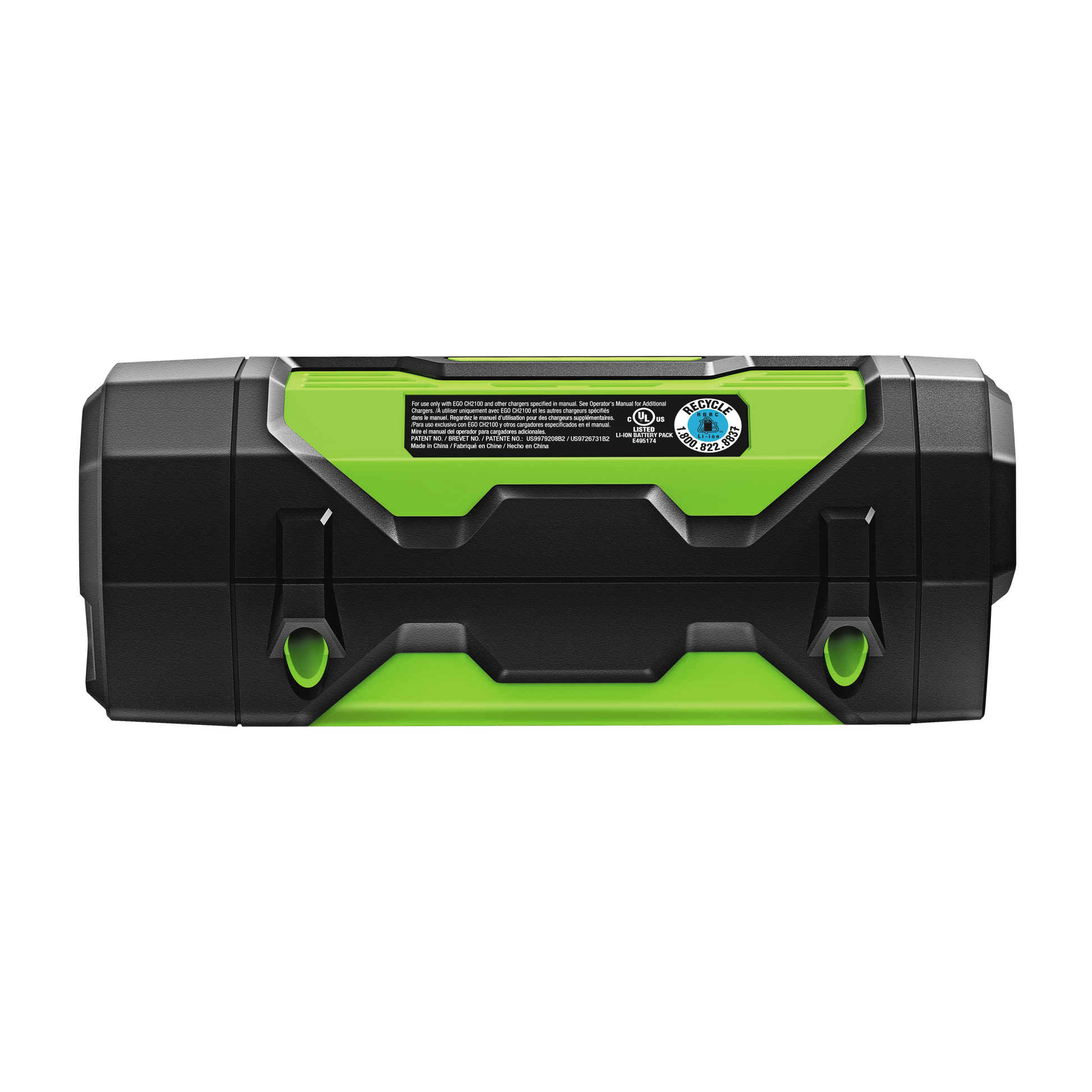 Black and green rechargeable lithium battery with fuel gauge, part of tool accessories and power tool batteries collection