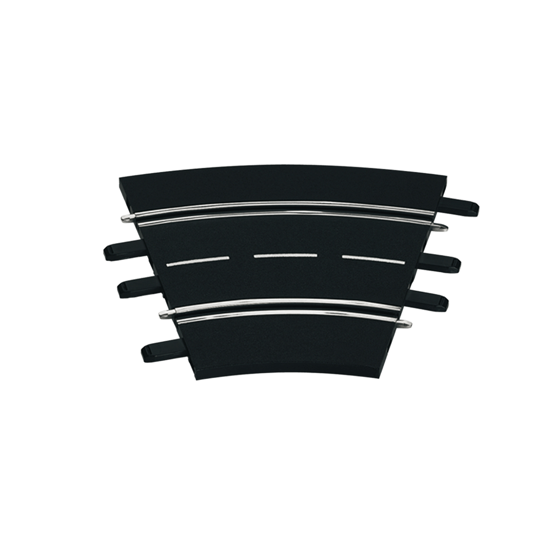 Set of six black plastic 30-degree curved race track pieces for 1:24 scale vehicles and remote controlled toys collections
