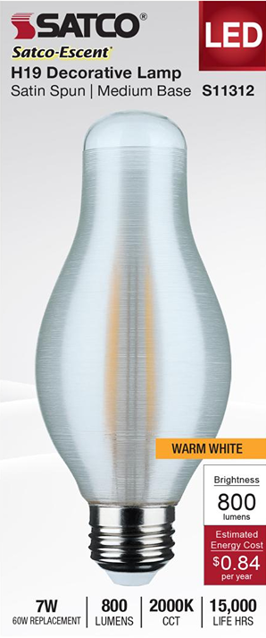 LED decorative light bulb with satin spun finish and warm white glow for lighting and electrical home improvement under $50 collections