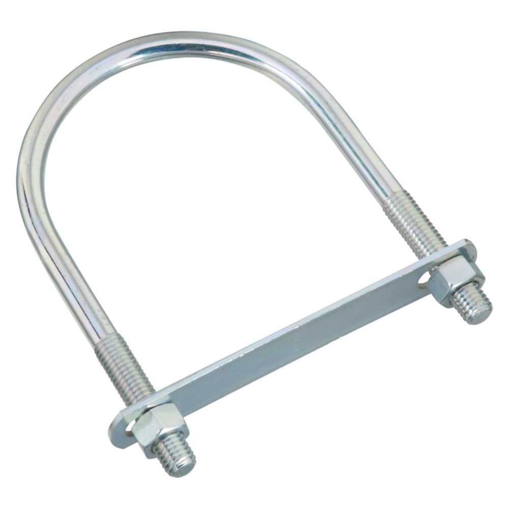 Zinc round U bolt with threaded ends and nuts for fastening in hardware, lumber, and home improvement tools under $50