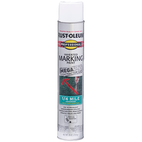 Rust-Oleum inverted white marking paint spray can for durable outdoor construction and landscaping markings under $50 collection