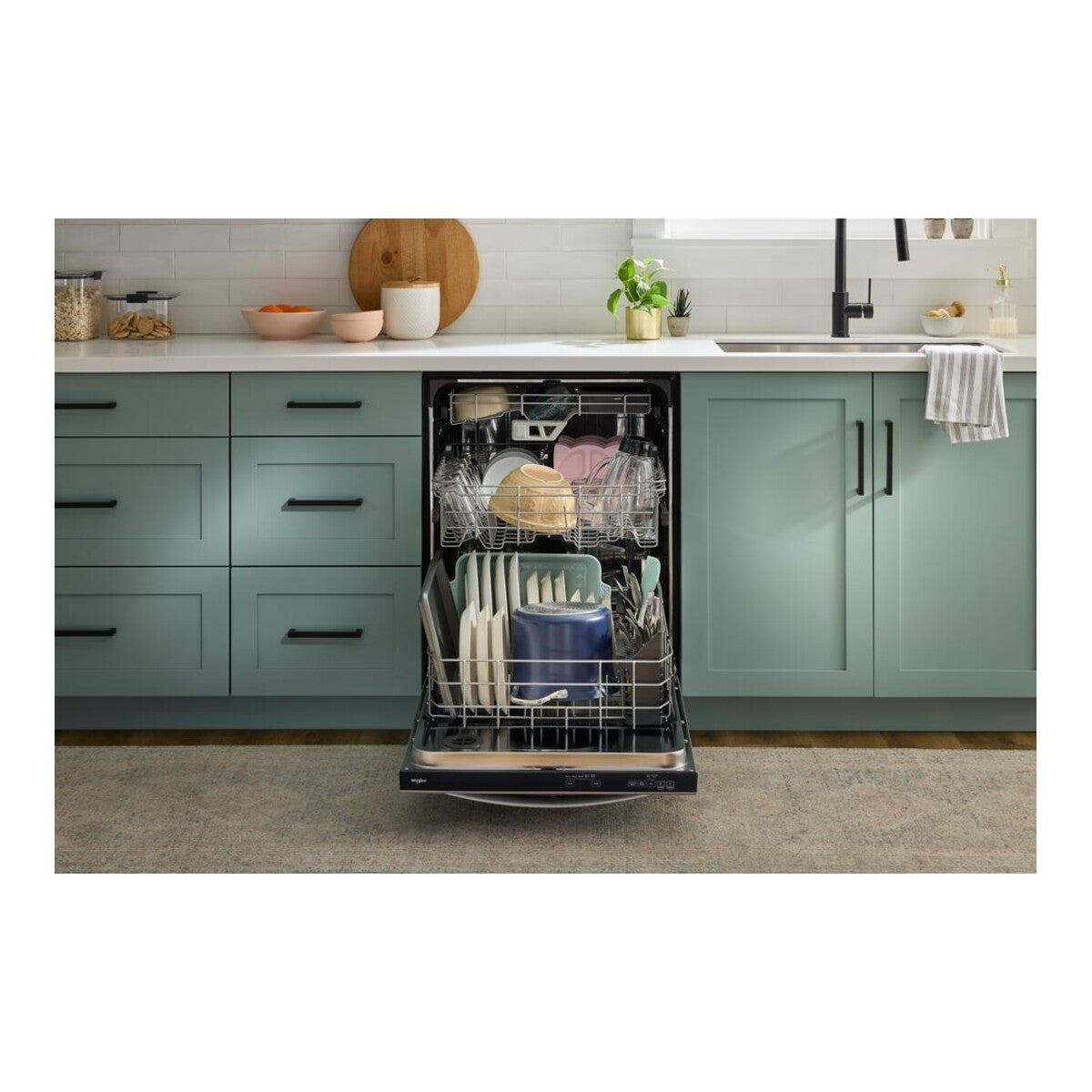 Eco Series Quiet Dishwasher with a washing 3rd Rack & Water Repellent Silverware Basket