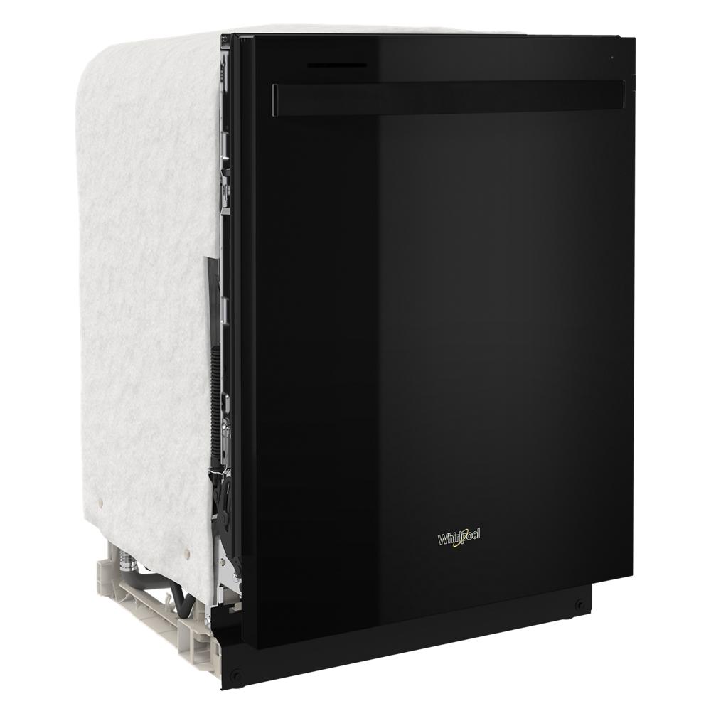 Front view of black stainless steel built-in dishwasher with minimalist handle from Kitchen & Kitchenware collection