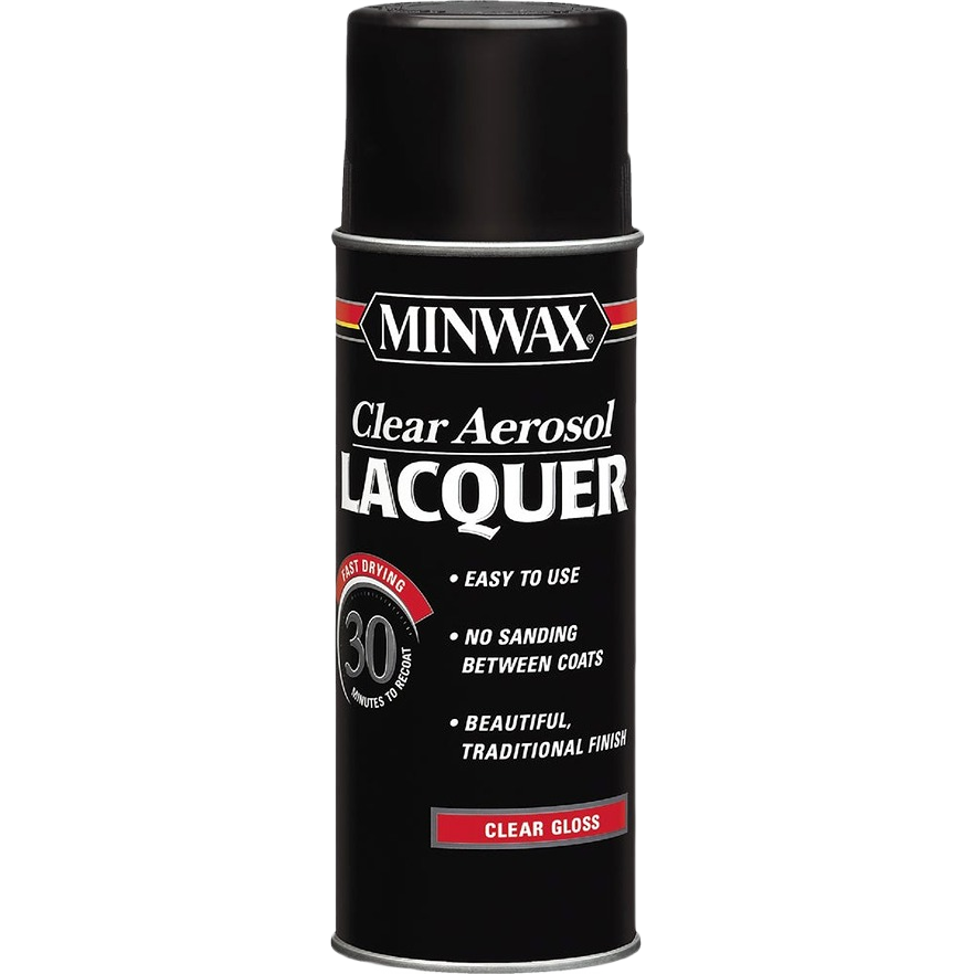 Minwax clear gloss spray lacquer can for wood finishing in stains, sealers, and paint supplies collections