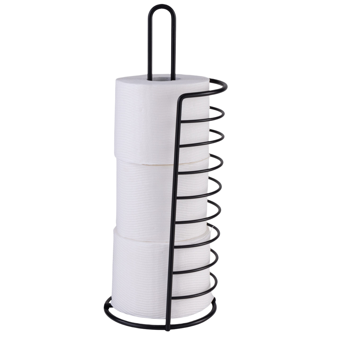 Black metal toilet paper holder stand for bathroom storage in accessories and home improvement collections under $50