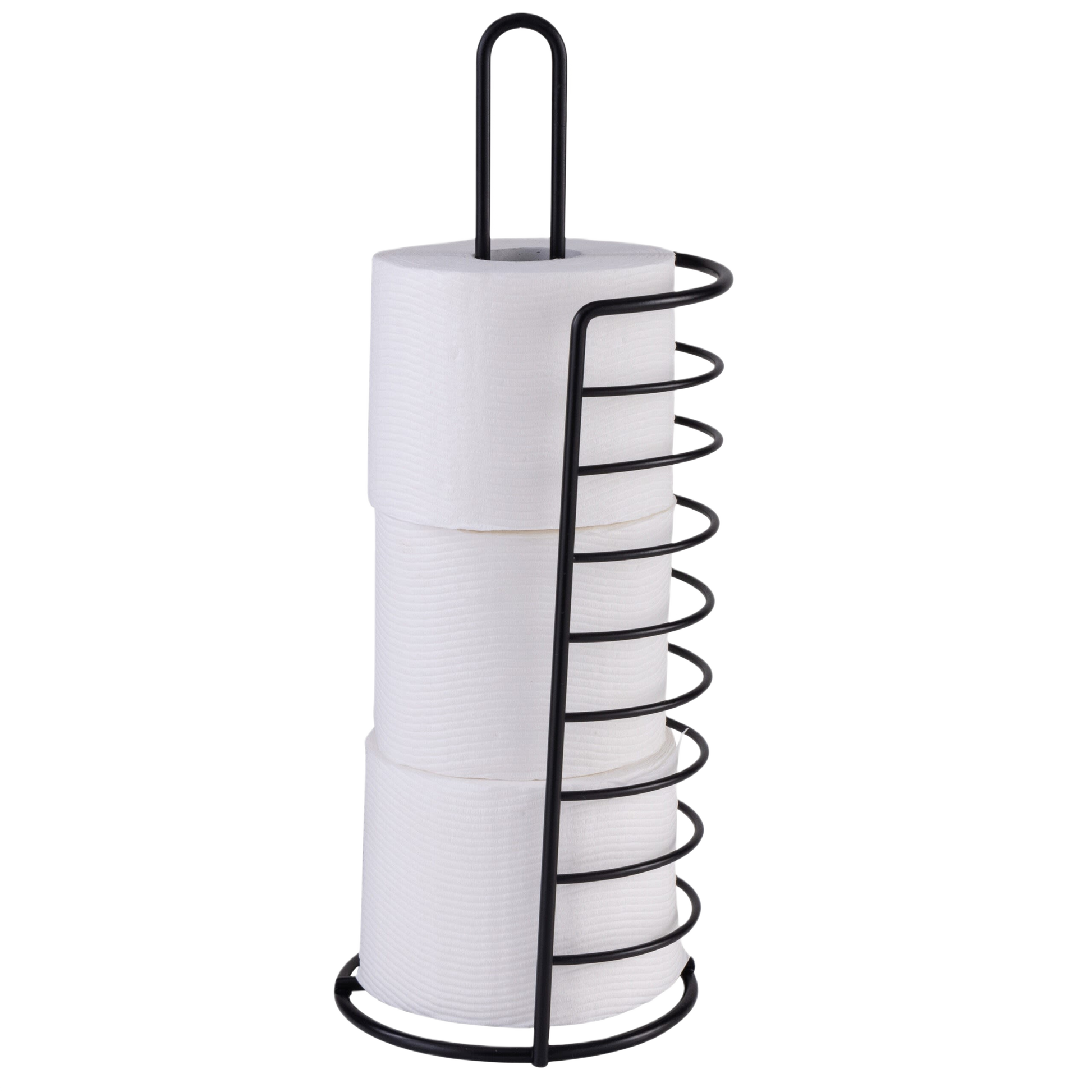 Black metal toilet paper holder stand for bathroom storage in accessories and home improvement collections under $50