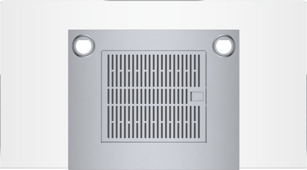 stainless steel kitchen wall hood with halogen lights and vent grille for cooking area ventilation