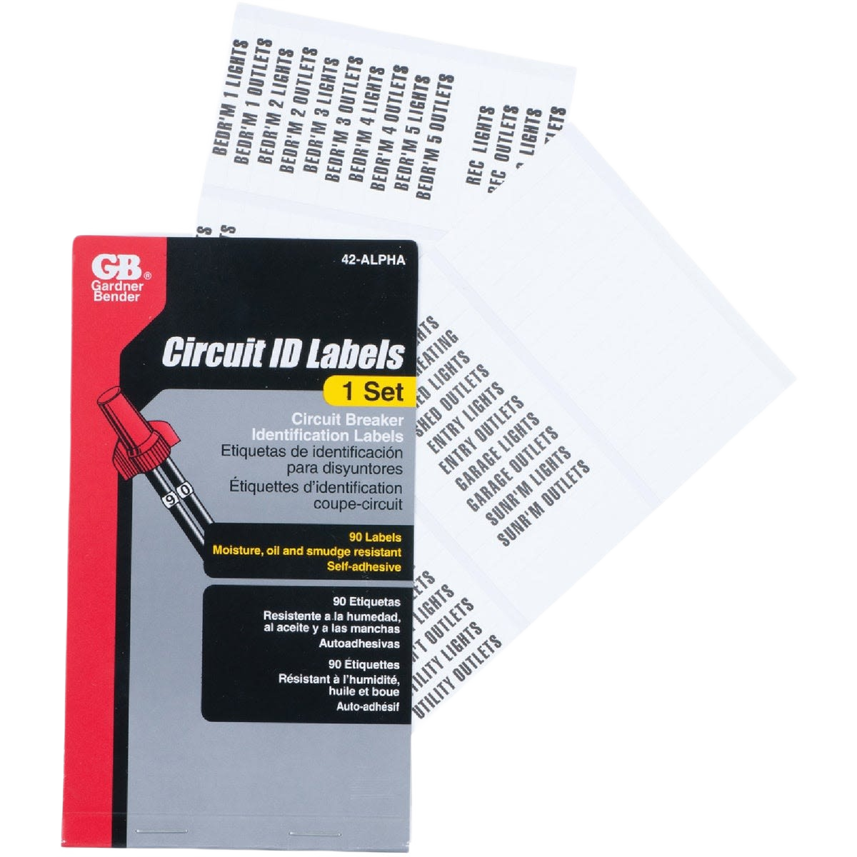 Pocket pack of self-adhesive circuit ID labels for electrical tools and home improvement under $50 collections