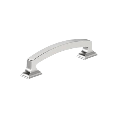 Polished chrome cabinet pull with gently curved design for furniture hardware and home improvement collections