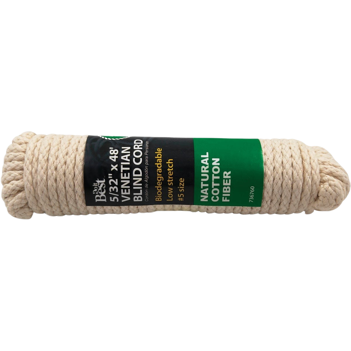 Natural cotton fiber cord in beige for Venetian blinds, biodegradable and durable for home improvement projects
