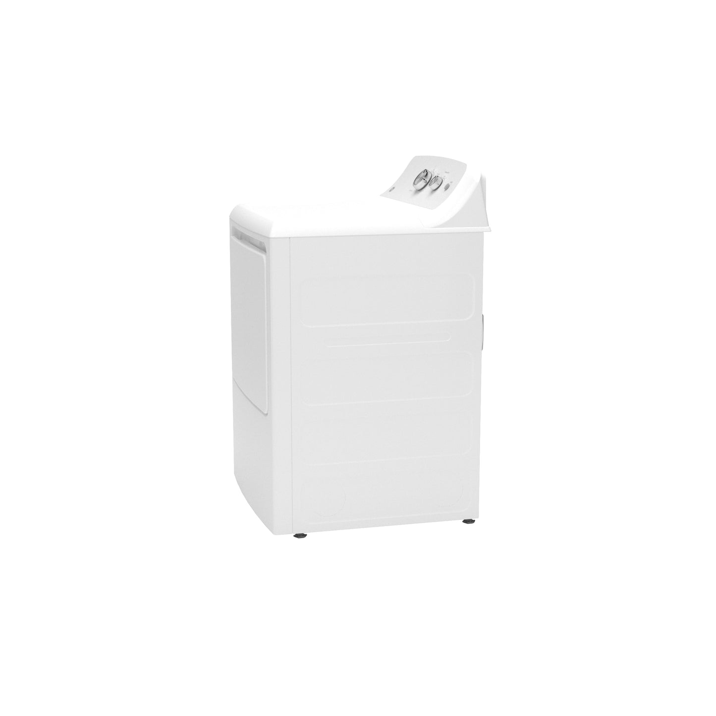 White electric dryer with shallow depth design and dial controls from Dryers and Appliances collection
