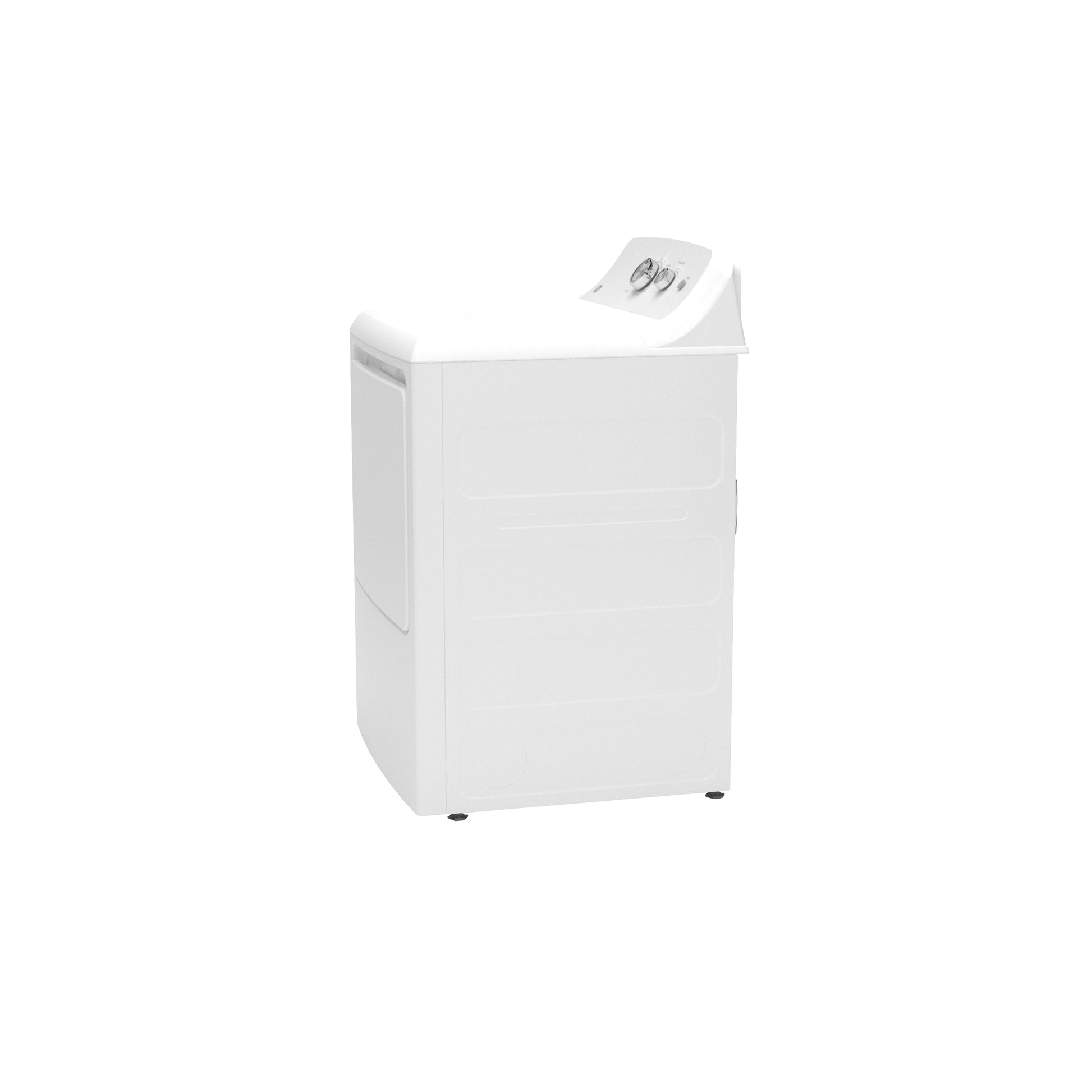 White electric dryer with shallow depth design and dial controls from Dryers and Appliances collection