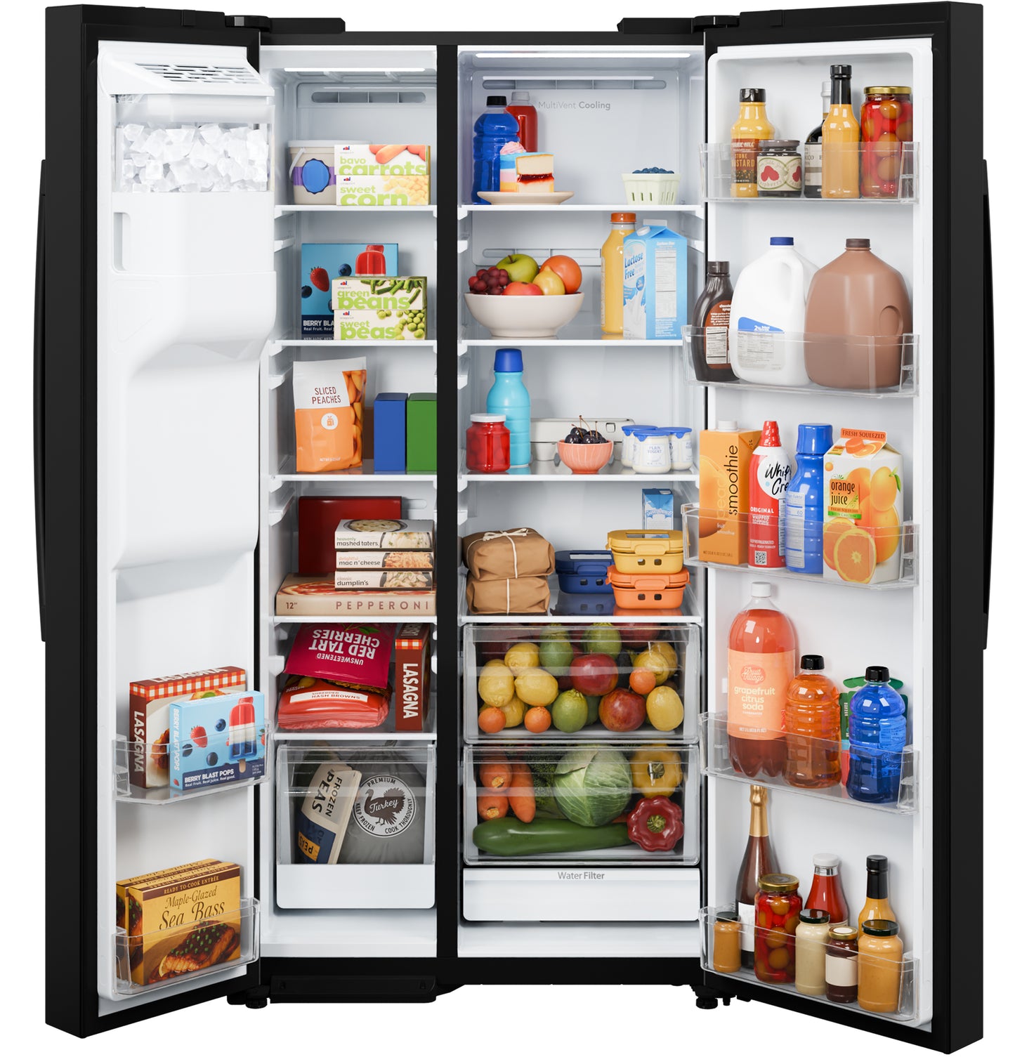 GE® ENERGY STAR® 23.6 Cu. Ft. Counter-Depth Side-By-Side Refrigerator with Extra Tall Dispenser and In-Door Icemaker
