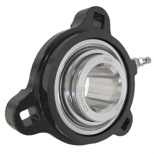 Durable sealed bearing unit with black housing and polished metal inner ring for tools and home improvement use