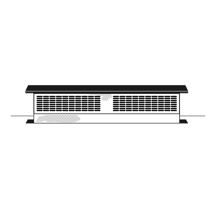Minimalist line drawing of a telescopic downdraft vent with vents and sleek design for kitchen appliance use.