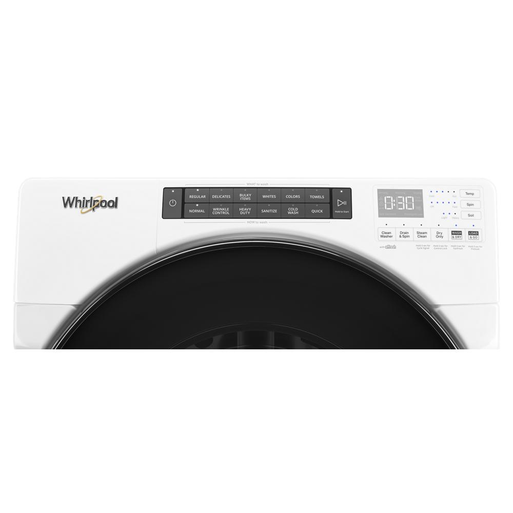White ventless washer dryer control panel with digital timer and multiple cycle options in washer/dryer combos collection