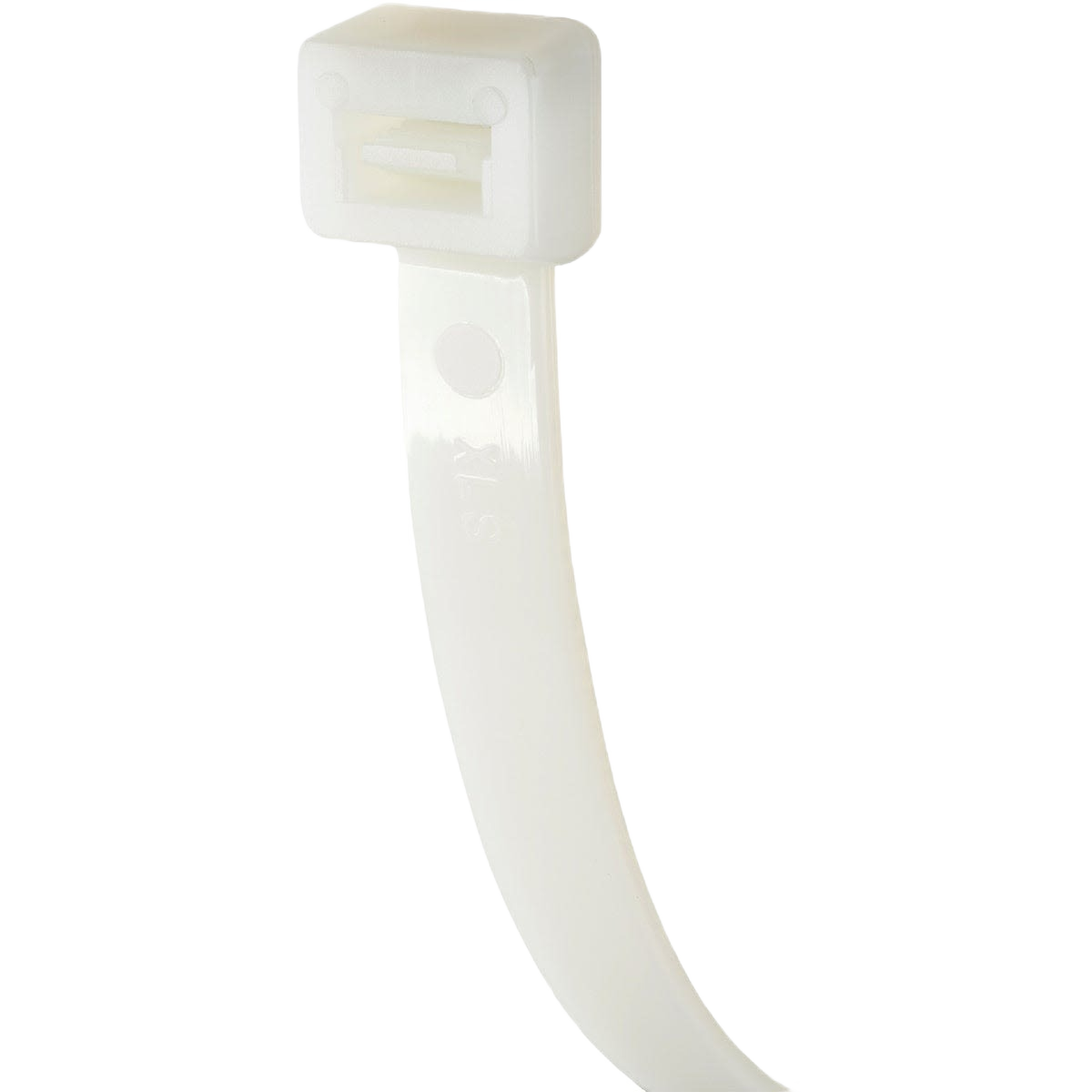White heavy-duty nylon cable tie with self-locking design for electrical and home improvement use under $50 collection