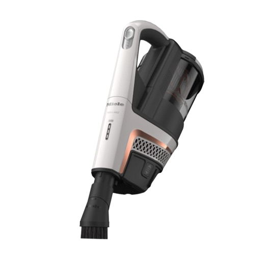 Cordless vacuum in graphite and white with a compact design for versatile cleaning in home improvement tasks