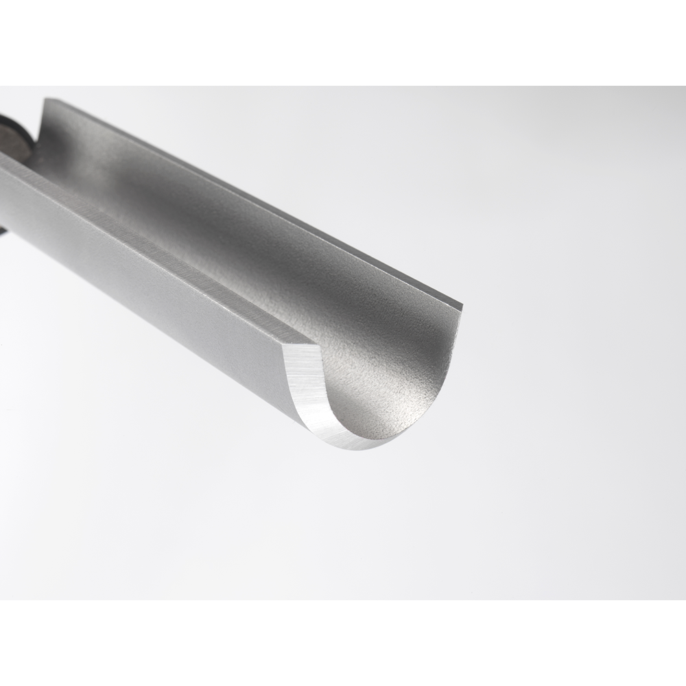 High-speed steel gouge blade with deep curved flute for efficient wood roughing in home improvement tasks