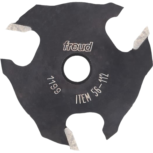 Black 3-wing slot cutter with carbide tips for precise woodworking in power tool accessories and home improvement.