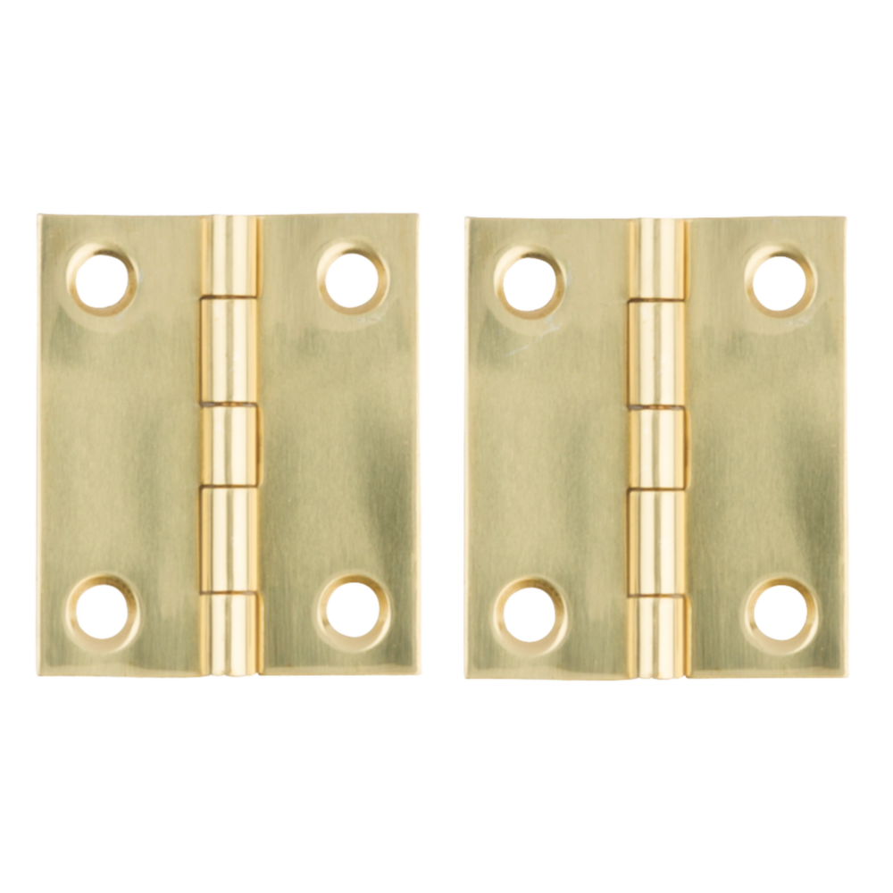 Pair of solid brass medium decorative hinges with four mounting holes each for home improvement projects under $50