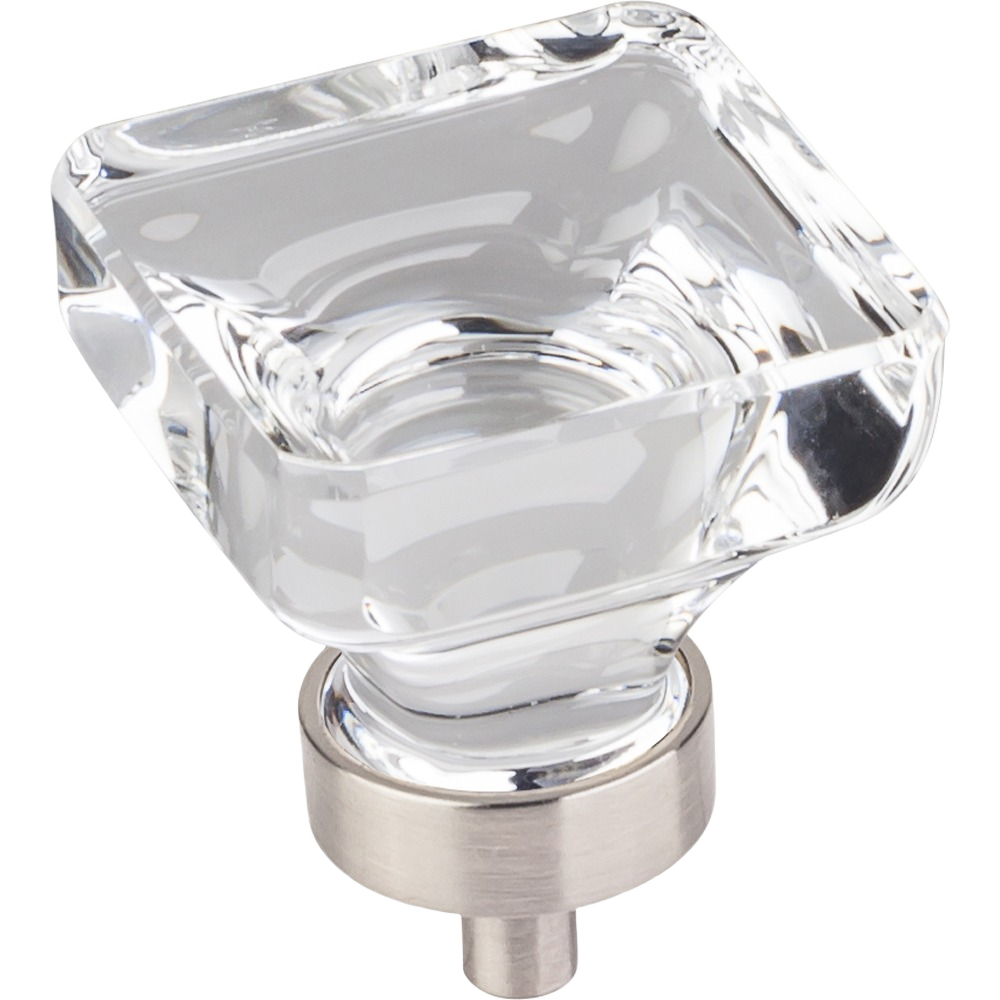 Square glass cabinet knob with satin nickel base for furniture hardware and home improvement projects under $50