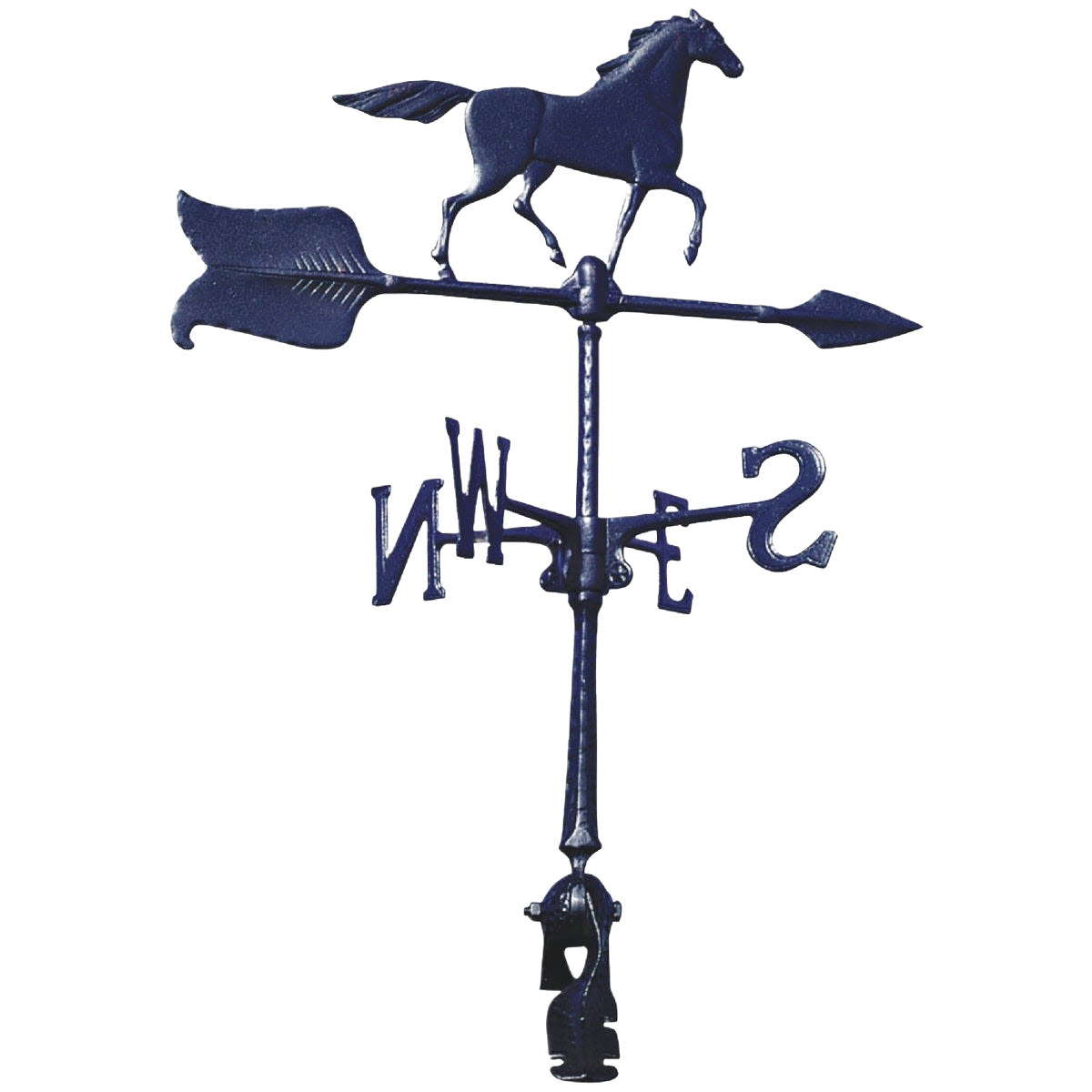 Black aluminum horse silhouette weathervane with directional arrows for outdoor decor in Hardware under $100 collection