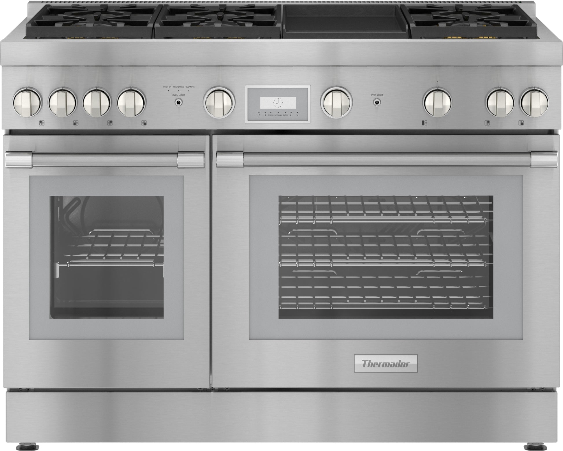 48-inch stainless steel dual fuel professional range with Star® burners and digital control panel from Thermador collection