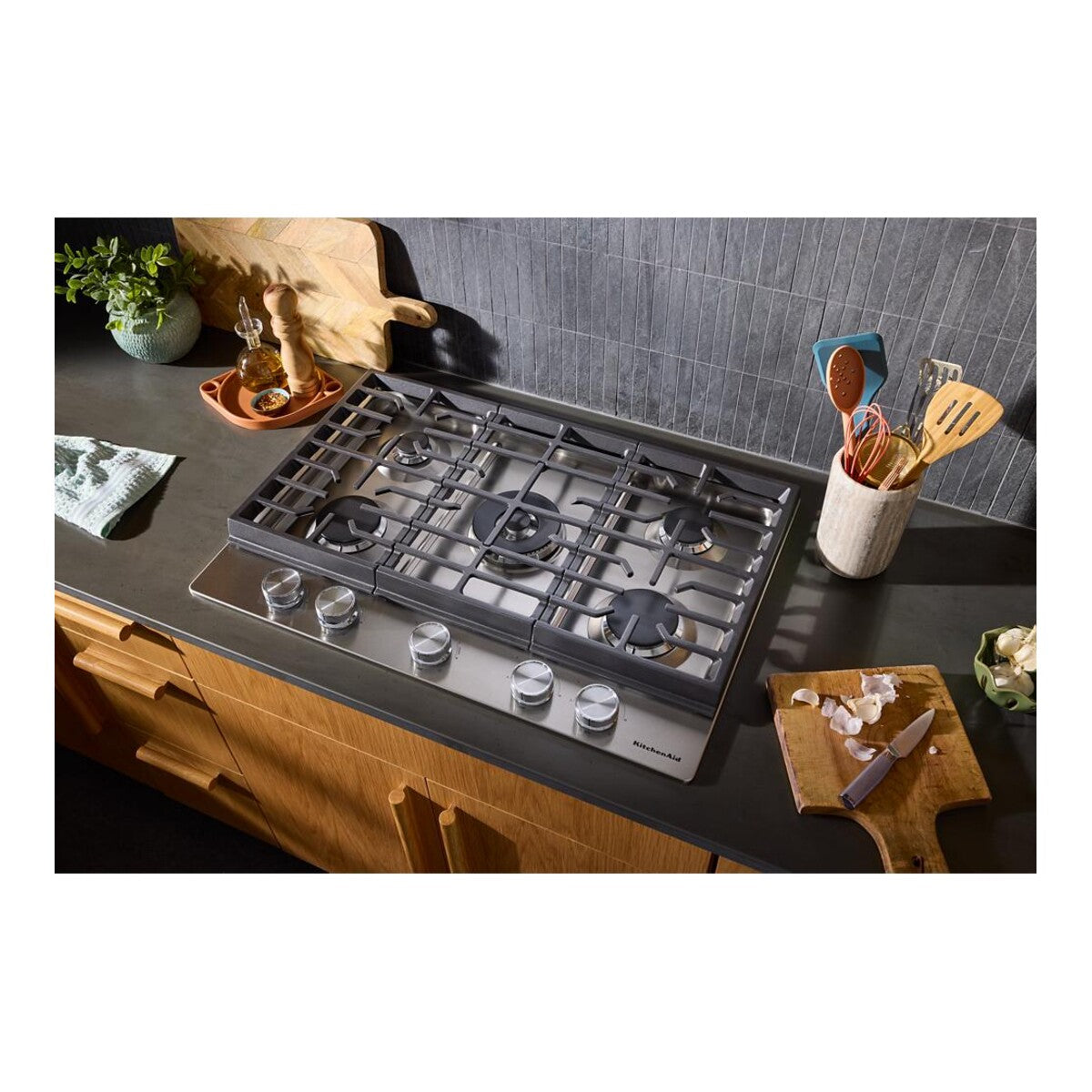 KitchenAid® 30 in. Gas Cooktop with 5 Burners and Integrated Wok Grate