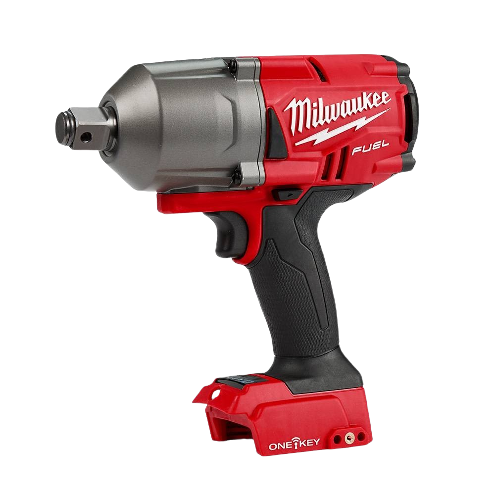 Red and black cordless high torque impact wrench with ergonomic grip for tools and home improvement tasks