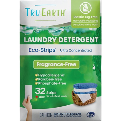Eco-friendly fragrance-free laundry detergent strips with hypoallergenic formula in recyclable packaging for cleaning and household use