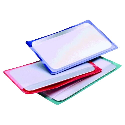 Set of three rectangular diamond sharpeners with colored plastic edges for tools and home improvement projects