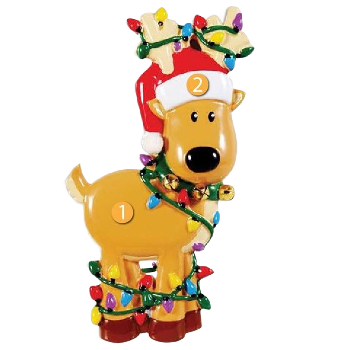 Cheerful reindeer figurine wrapped in colorful Christmas lights for festive tree decoration under $50 collection
