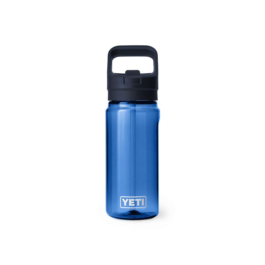 Blue 600mL water bottle with black straw cap and handle, durable drinkware for kitchen and outdoor use collections