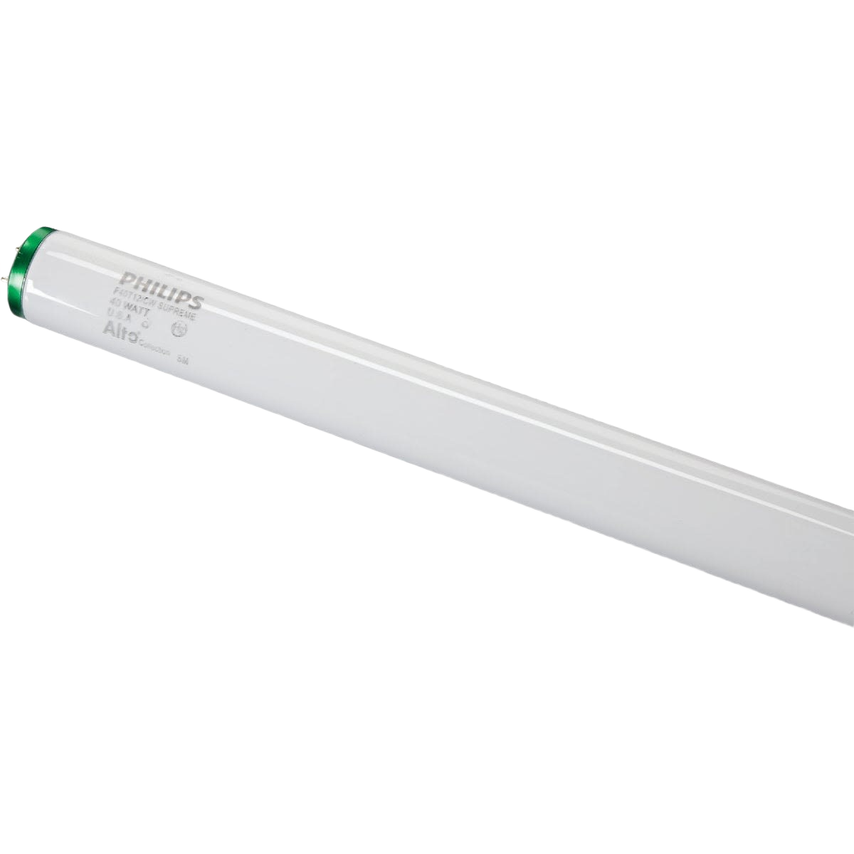 White medium bi-pin fluorescent tube light bulb with green end cap for lighting and electrical use under $50