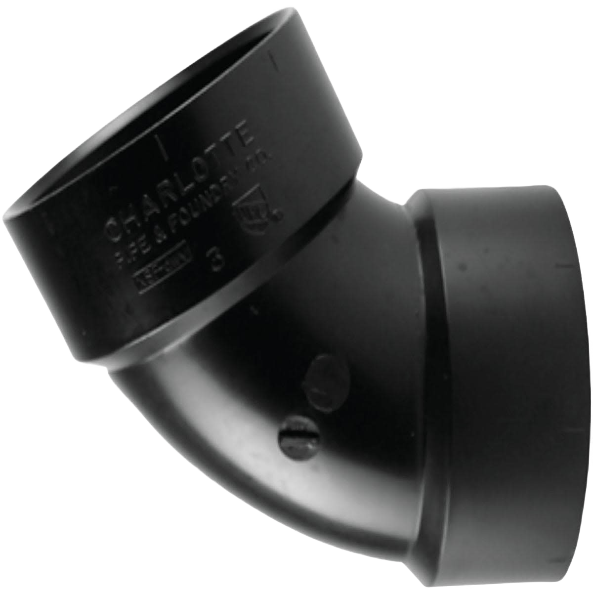 Black ABS elbow fitting with hub connections, suitable for plumbing and drain-waste-vent in pipes & fittings collections under $50