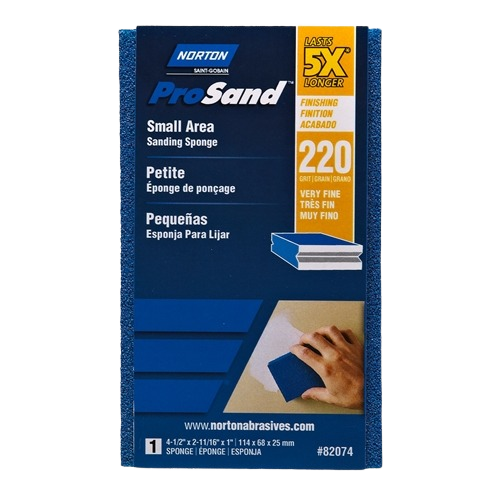 Blue Norton Prosand 220-grit fine sanding sponge for small area smoothing in home improvement tools collections