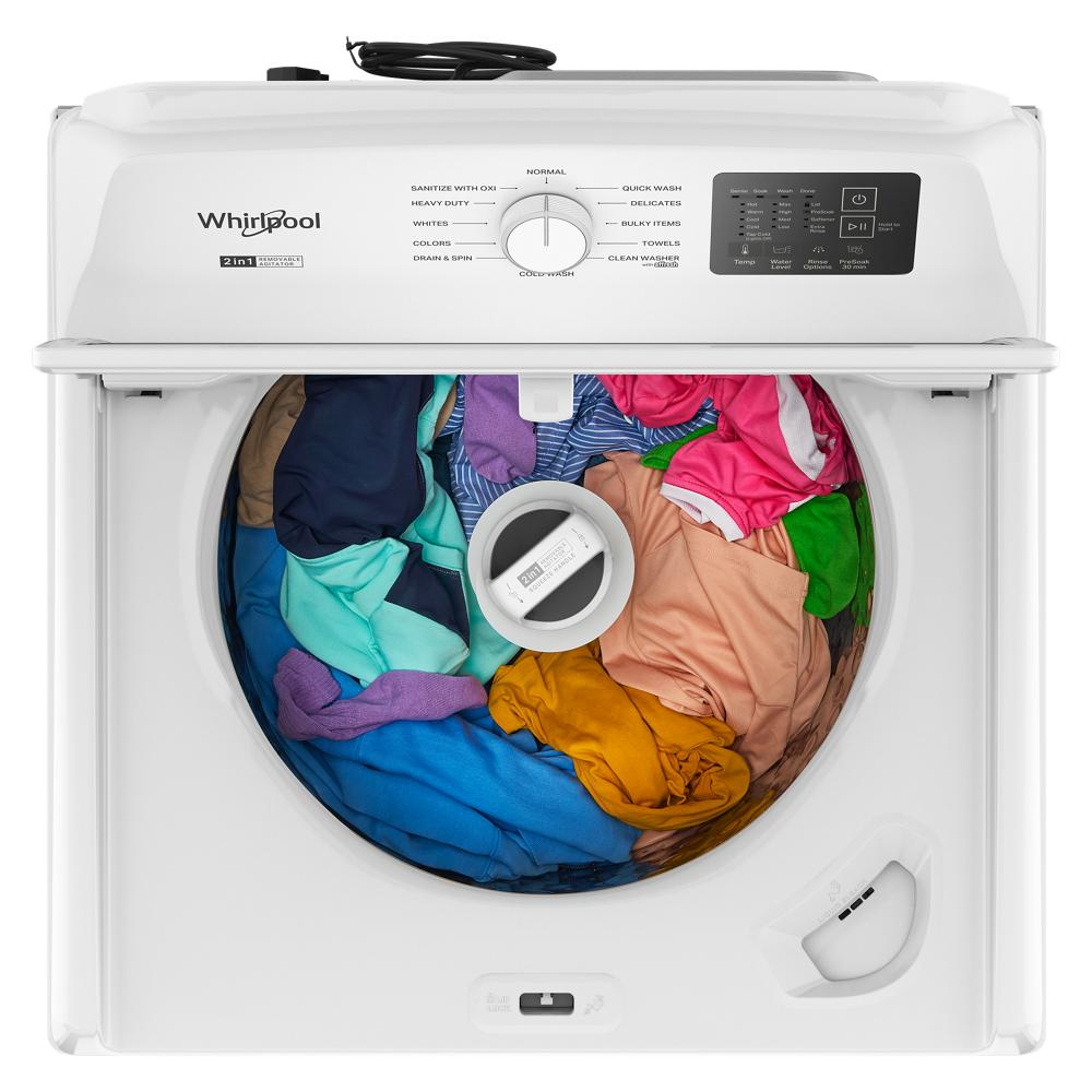 4.2–4.3 Cu. Ft. Whirlpool® Top Load Washer with 2-in-1 Removable Agitator and Soft Close Glass Lid