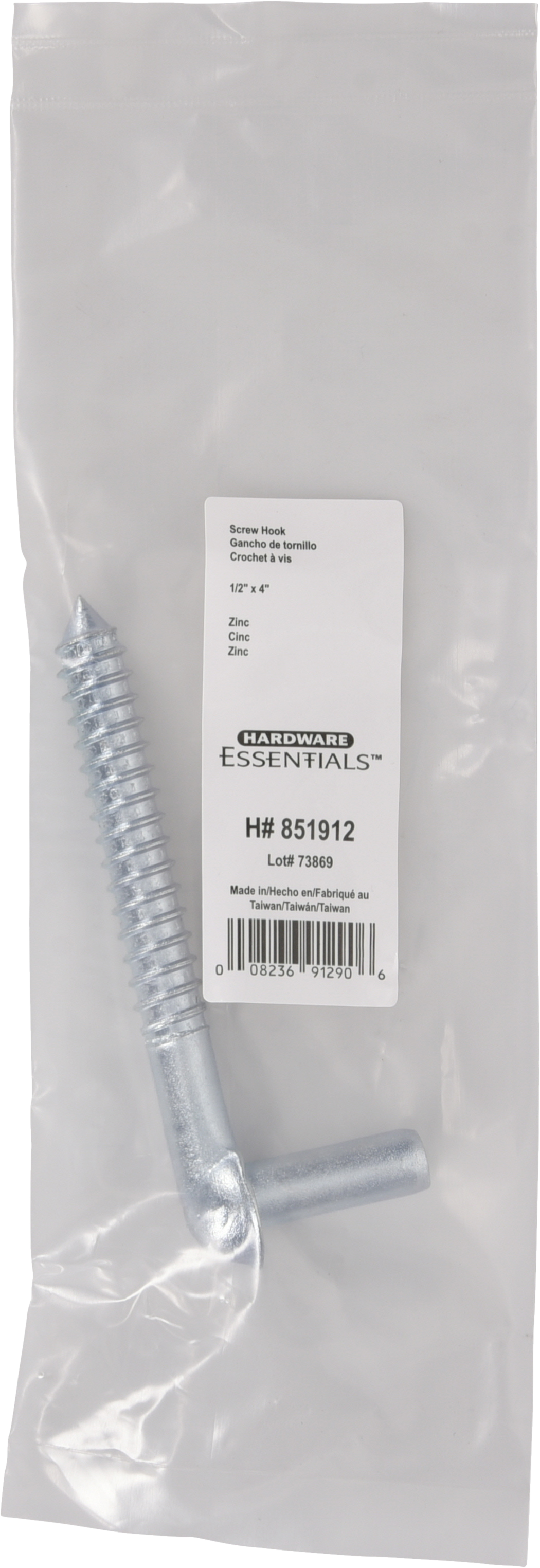 Hardware Essentials Gate Screw Hook Zinc (1/2" x 4")