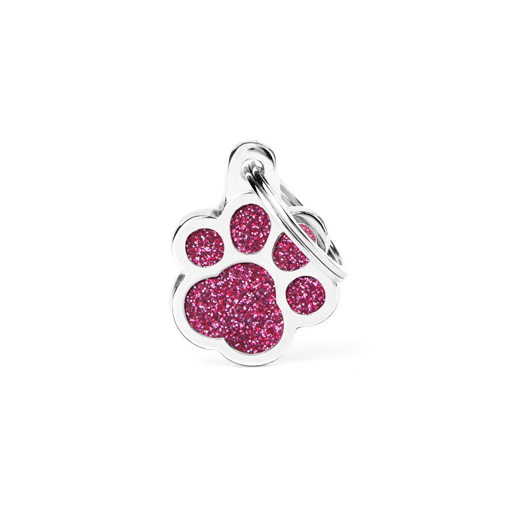 MyFamily Shine Pink Glitter Paw Pet Tag